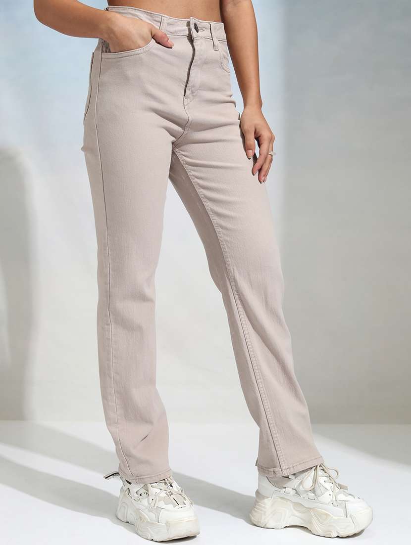 women beige cotton jean - 22462461 -  Standard Image - 3