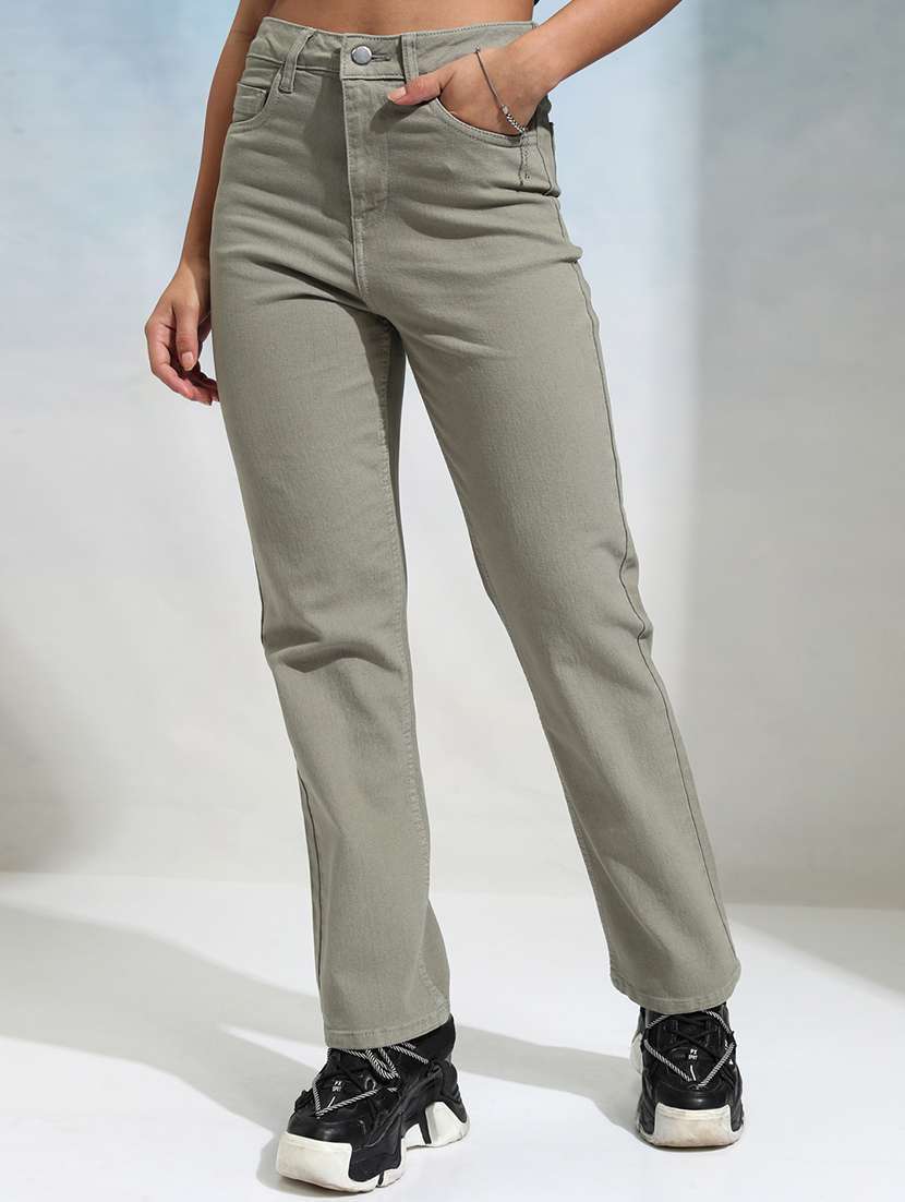 women olive cotton jean