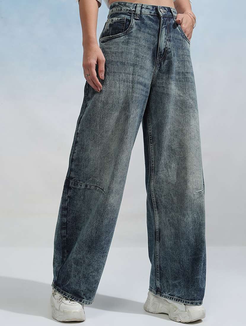women blue cotton jean