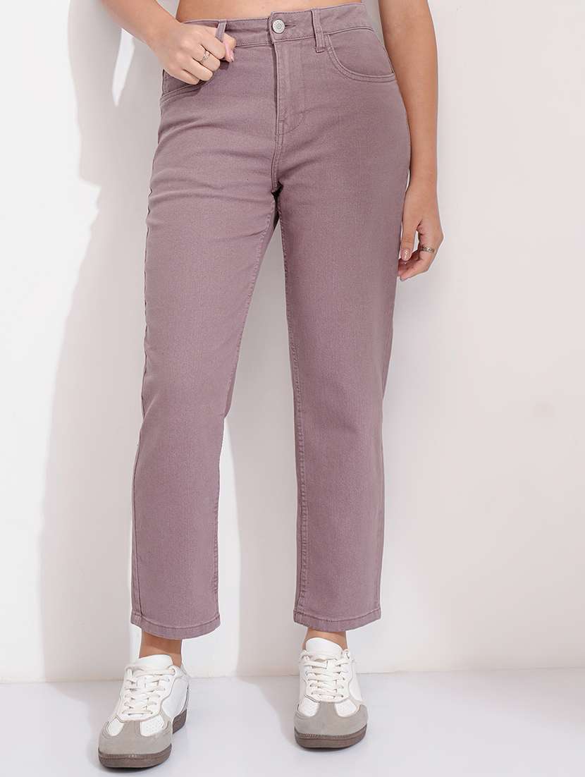 women coffee brown cotton jean