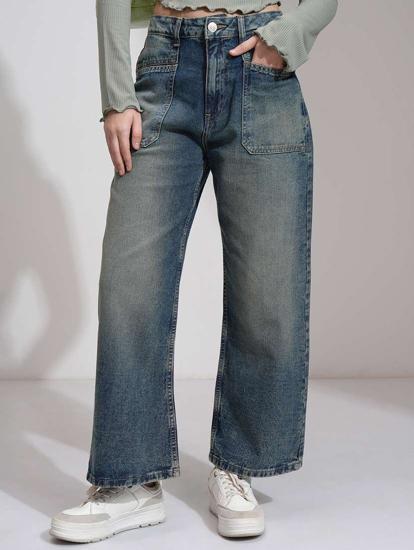 women blue cotton jean
