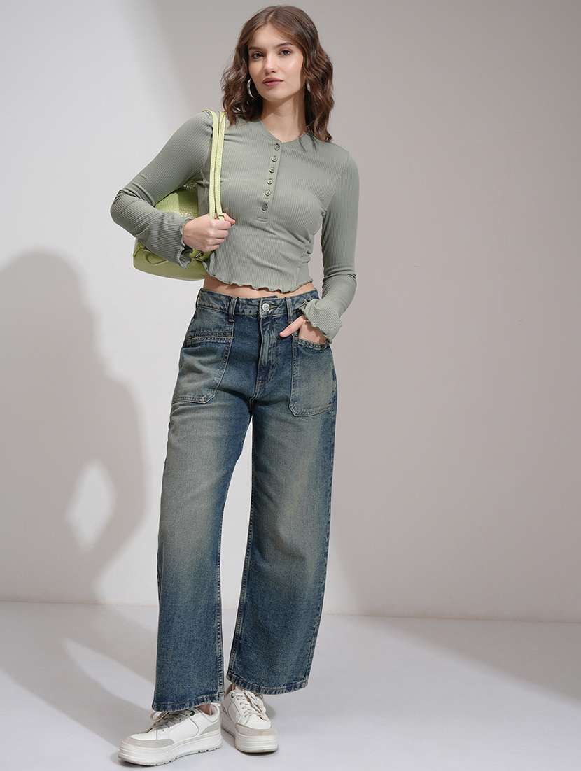 women blue cotton jean - 22462481 -  Standard Image - 5