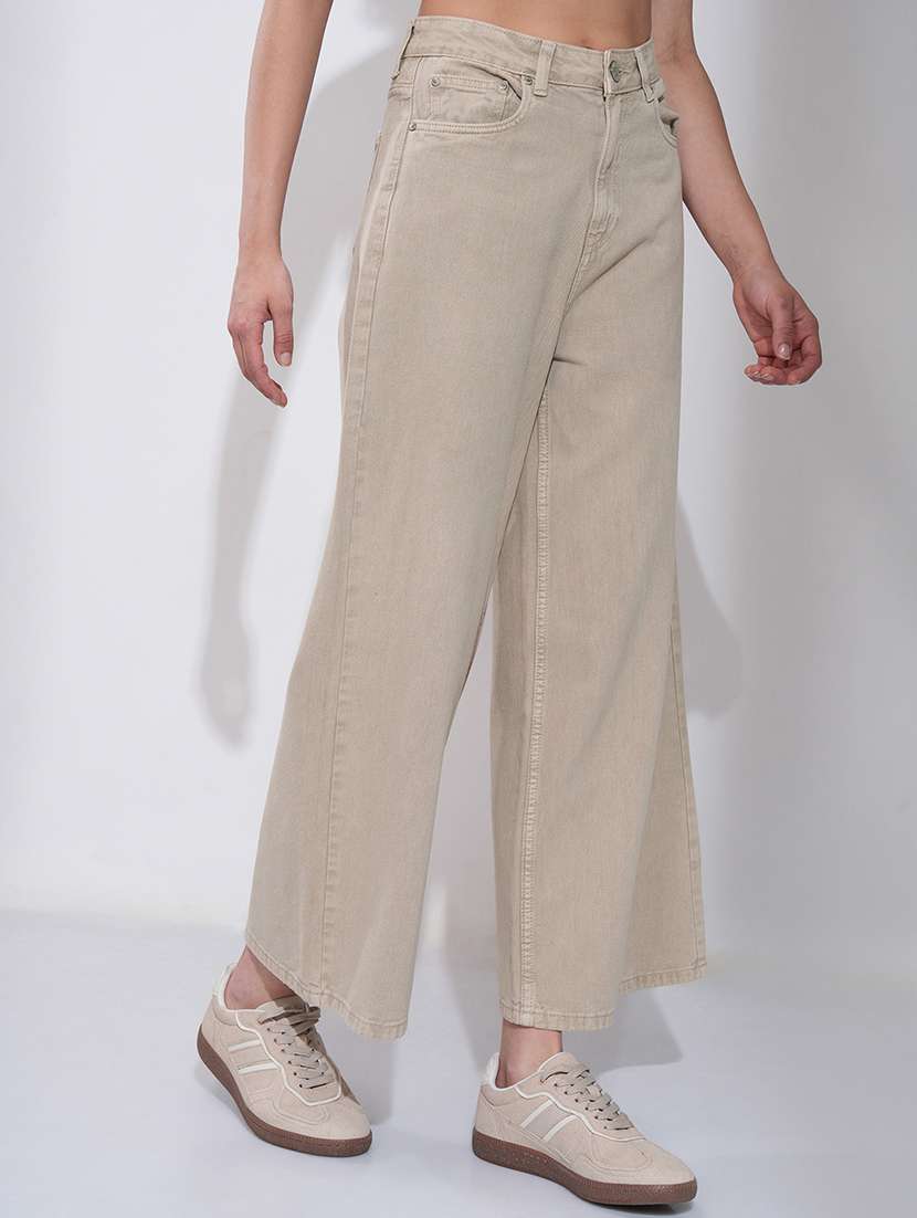 women beige cotton jean - 22462486 -  Standard Image - 3
