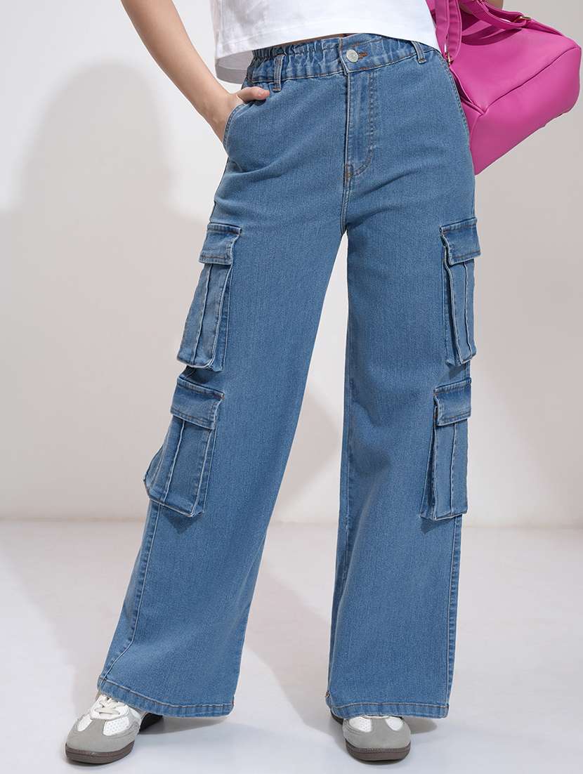 women blue cotton jean