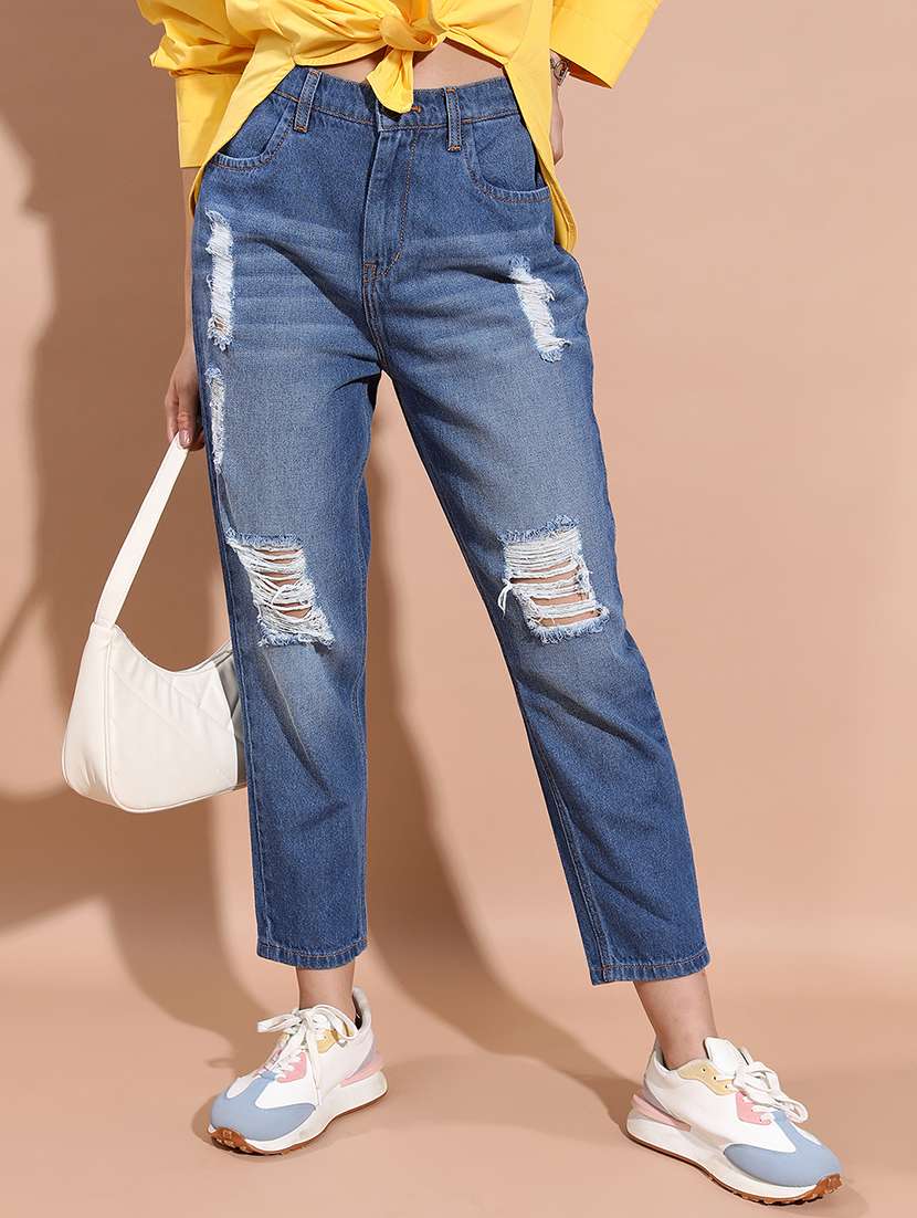 women blue cotton jean