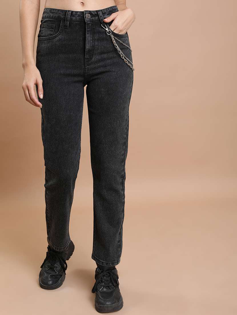 women grey cotton jean