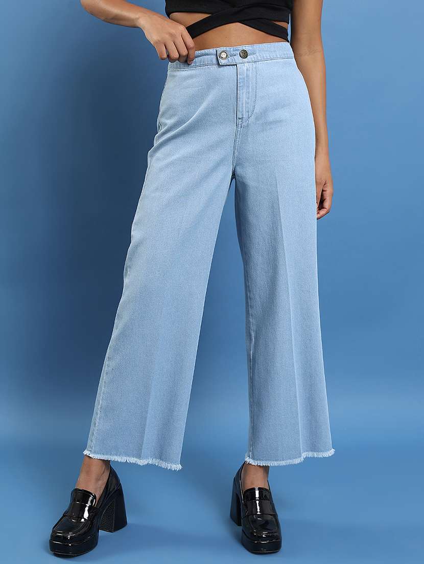 women blue cotton jeans