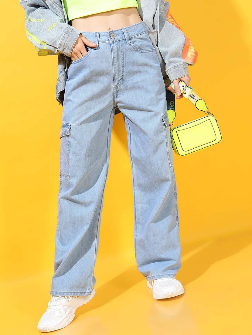 women blue cotton jeans