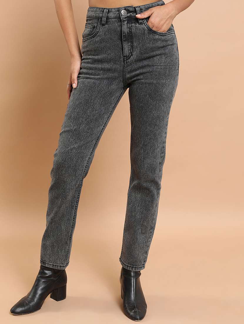 women grey cotton jeans