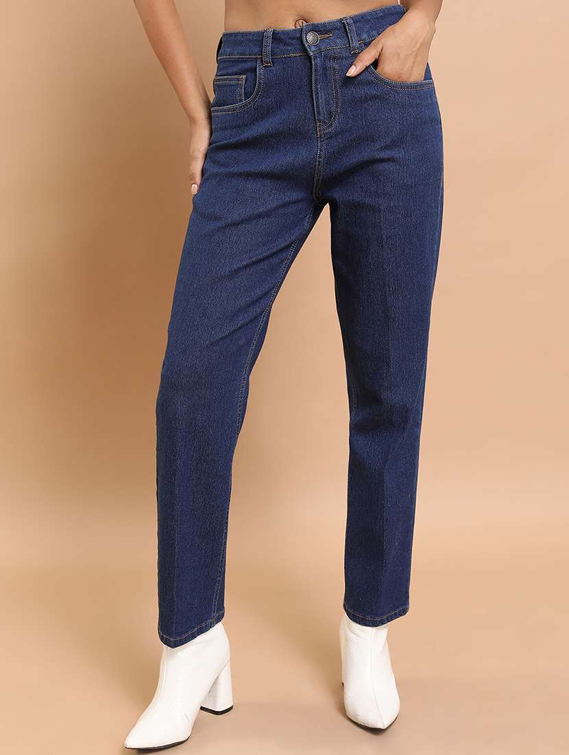 women blue cotton jeans