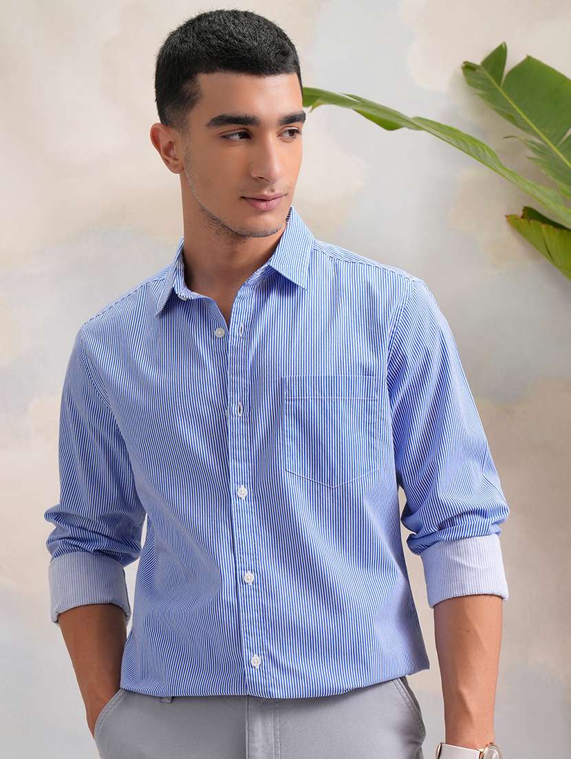men printed collared long sleeve shirt
