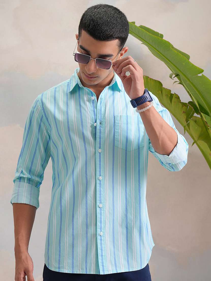 men printed collared long sleeve shirt