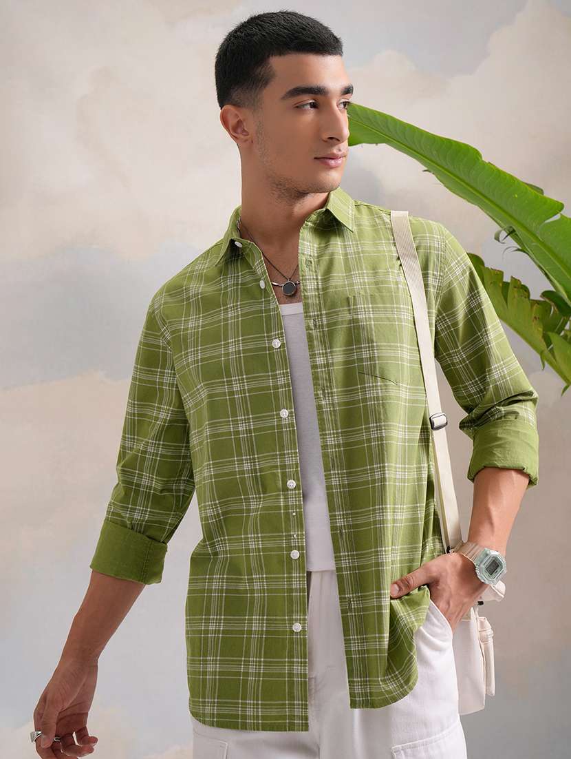 men printed collared long sleeve shirt