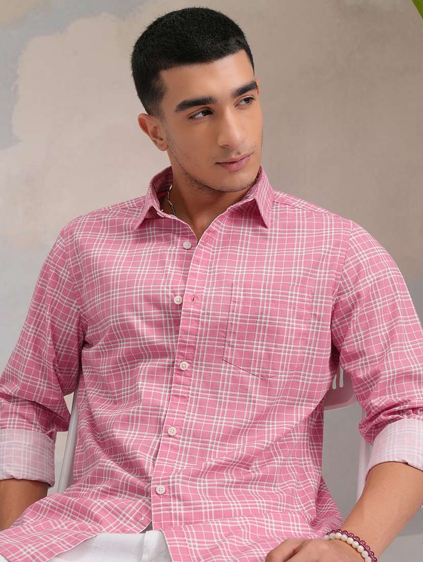 men printed collared long sleeve shirt