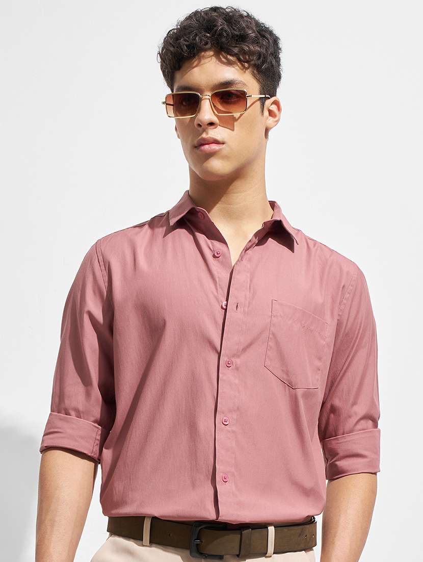 men solid long sleeve regular fit casual shirt