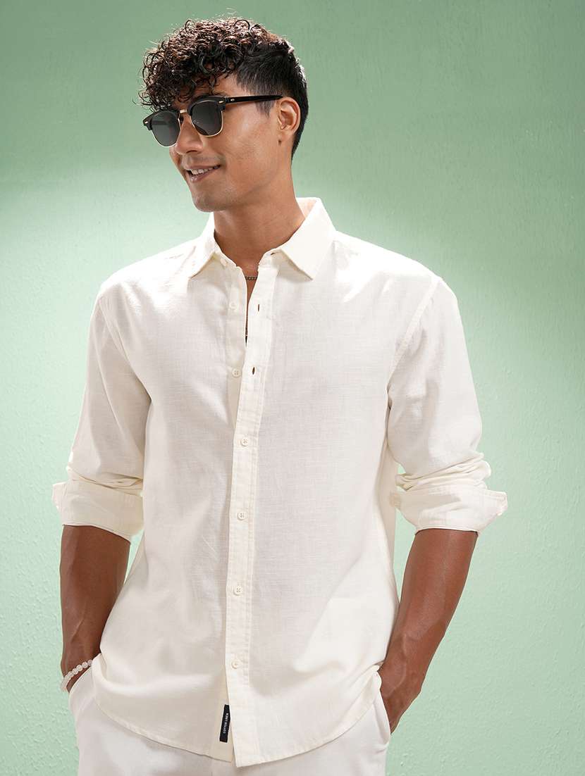 men solid long sleeve regular fit casual shirt