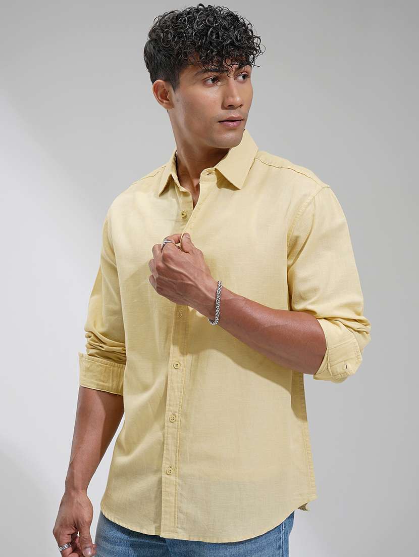 men solid long sleeve regular fit casual shirt