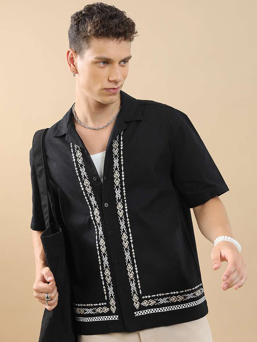 men solid with work short sleeve regular fit casual shirt