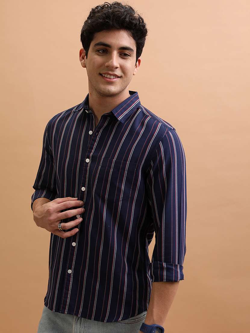 men striped long sleeve regular fit casual shirt - 22462560 -  Standard Image - 3