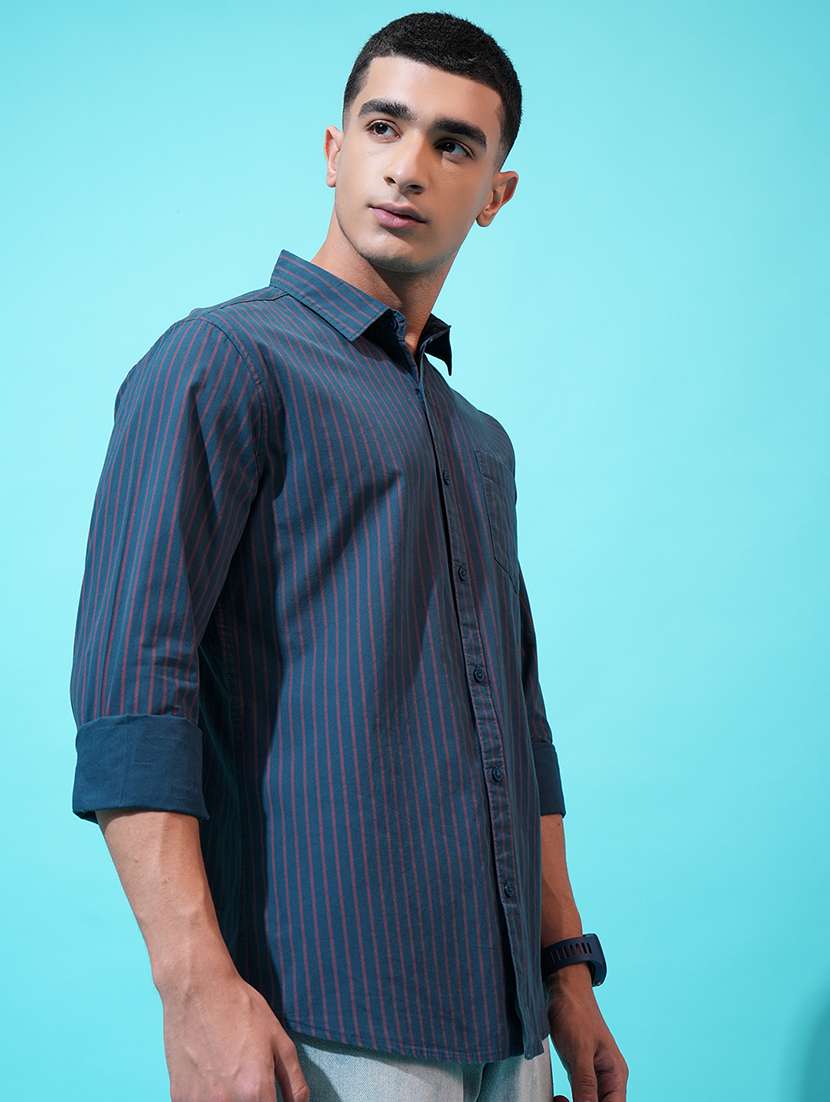 men striped long sleeve regular fit casual shirt - 22462576 -  Standard Image - 3