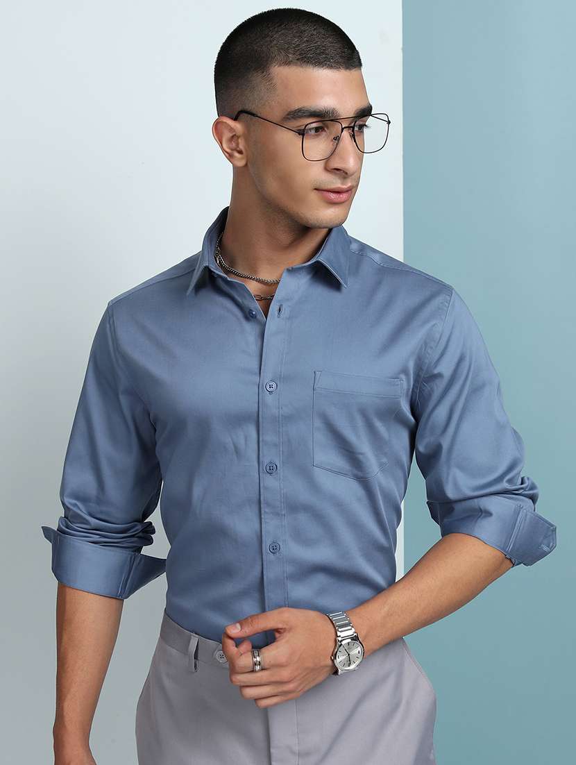 men solid long sleeve regular fit casual shirt