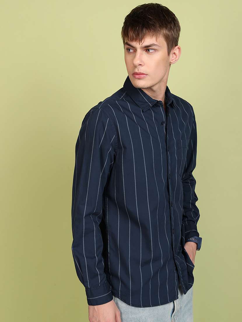 men striped long sleeve regular fit casual shirt - 22462579 -  Standard Image - 3