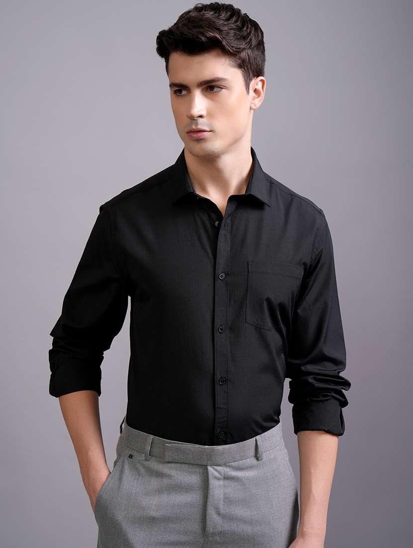 men solid long sleeve regular fit casual shirt