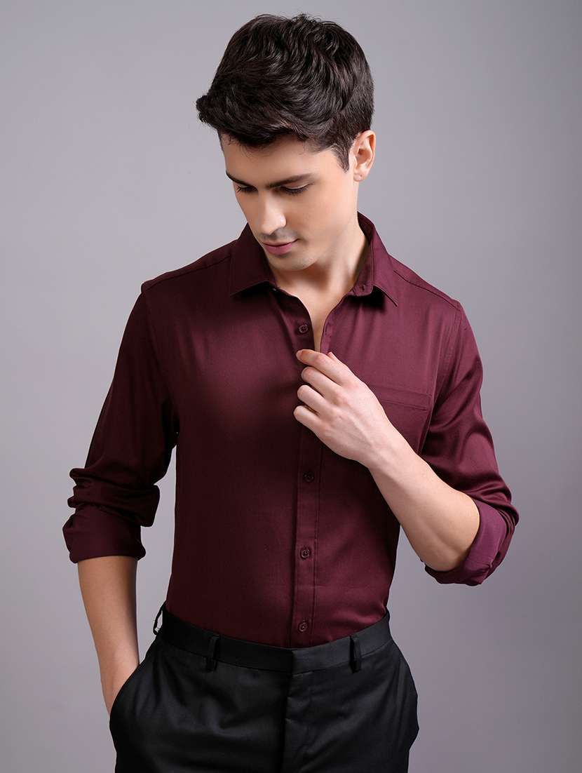 men solid long sleeve regular fit casual shirt