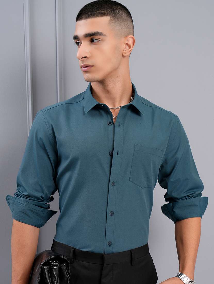 men solid long sleeve regular fit casual shirt