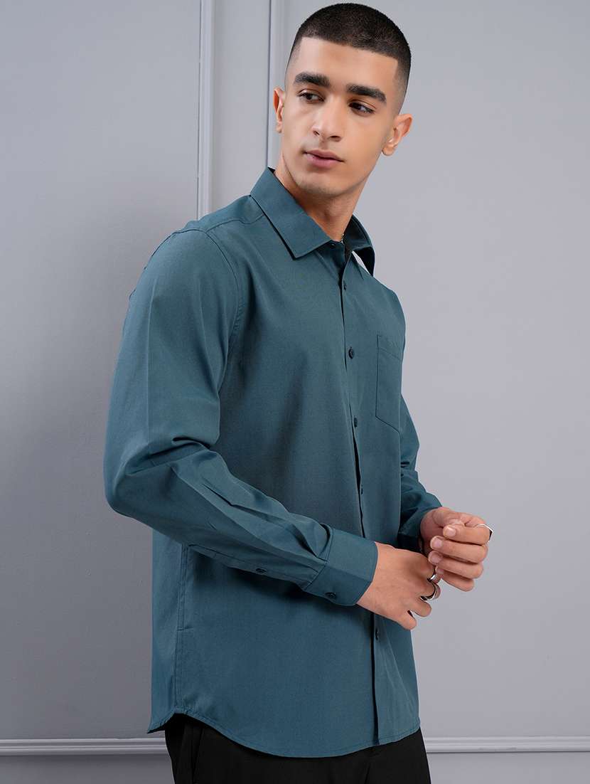 men solid long sleeve regular fit casual shirt - 22462586 -  Standard Image - 3