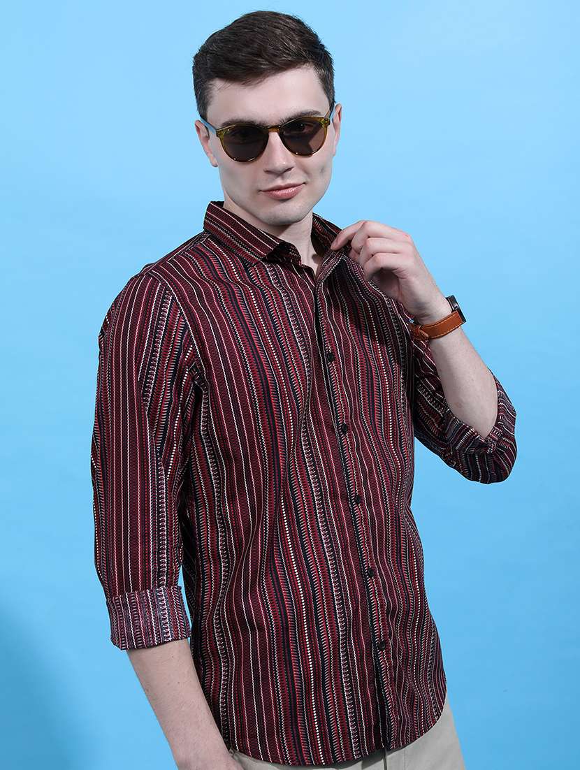 men striped long sleeve regular fit casual shirt - 22462598 -  Standard Image - 3