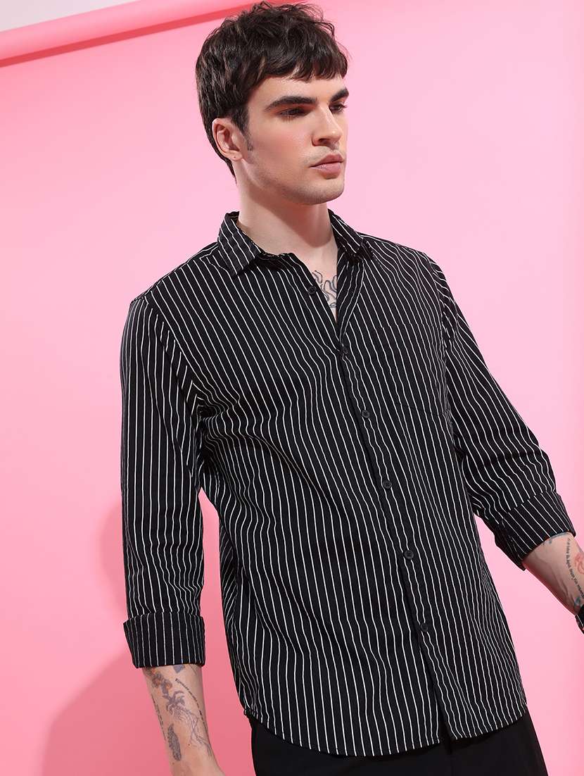 men striped long sleeve regular fit casual shirt - 22462602 -  Standard Image - 3