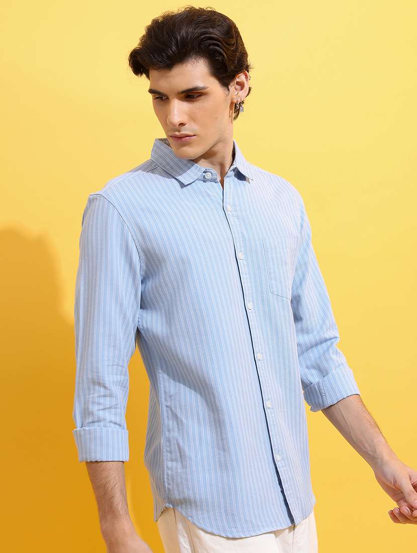 men striped long sleeve regular fit casual shirt - 22462608 -  Standard Image - 3