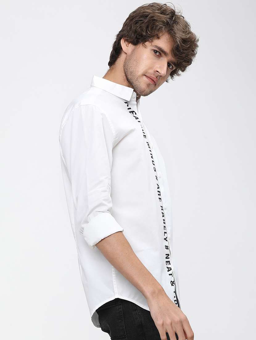 men typographic long sleeve regular fit casual shirt - 22462633 -  Standard Image - 3