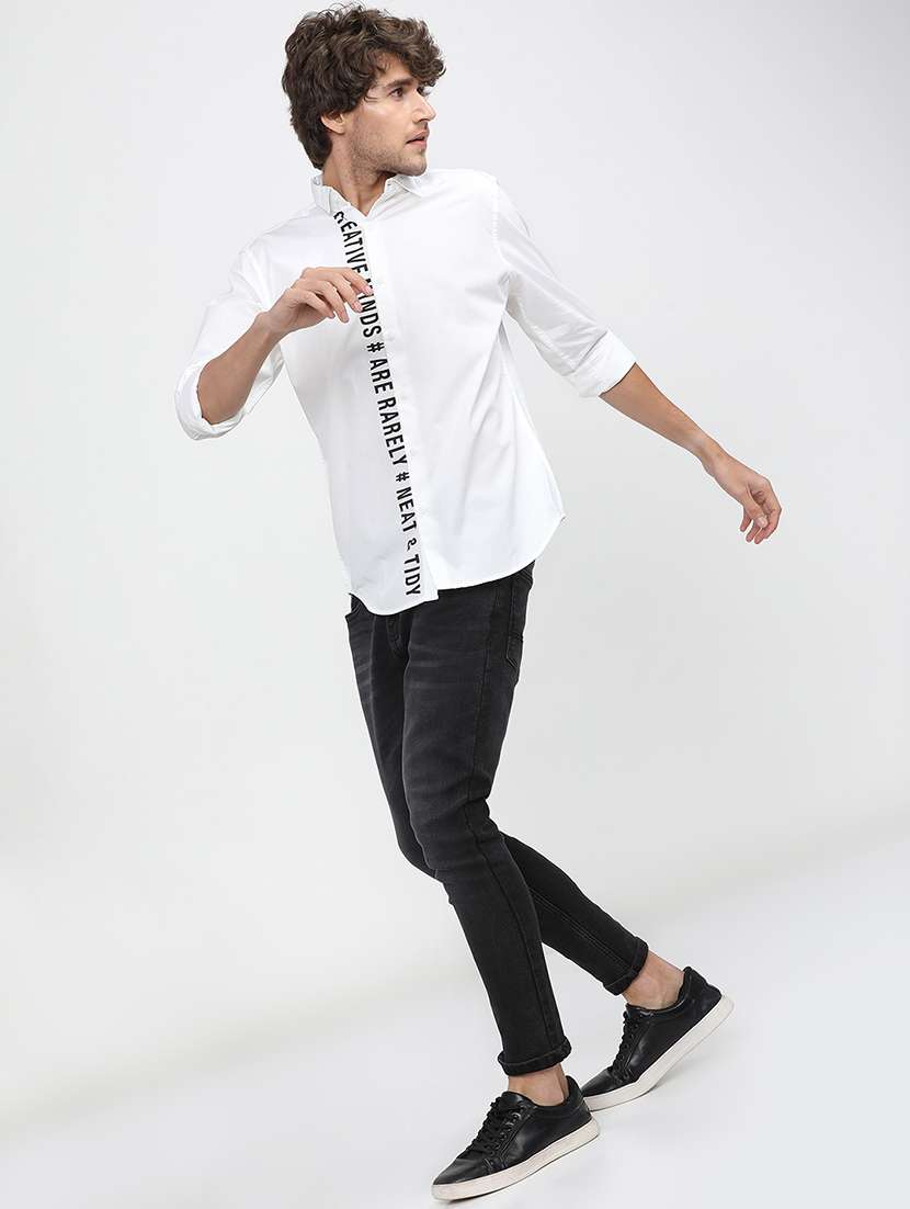 men typographic long sleeve regular fit casual shirt - 22462633 -  Standard Image - 5
