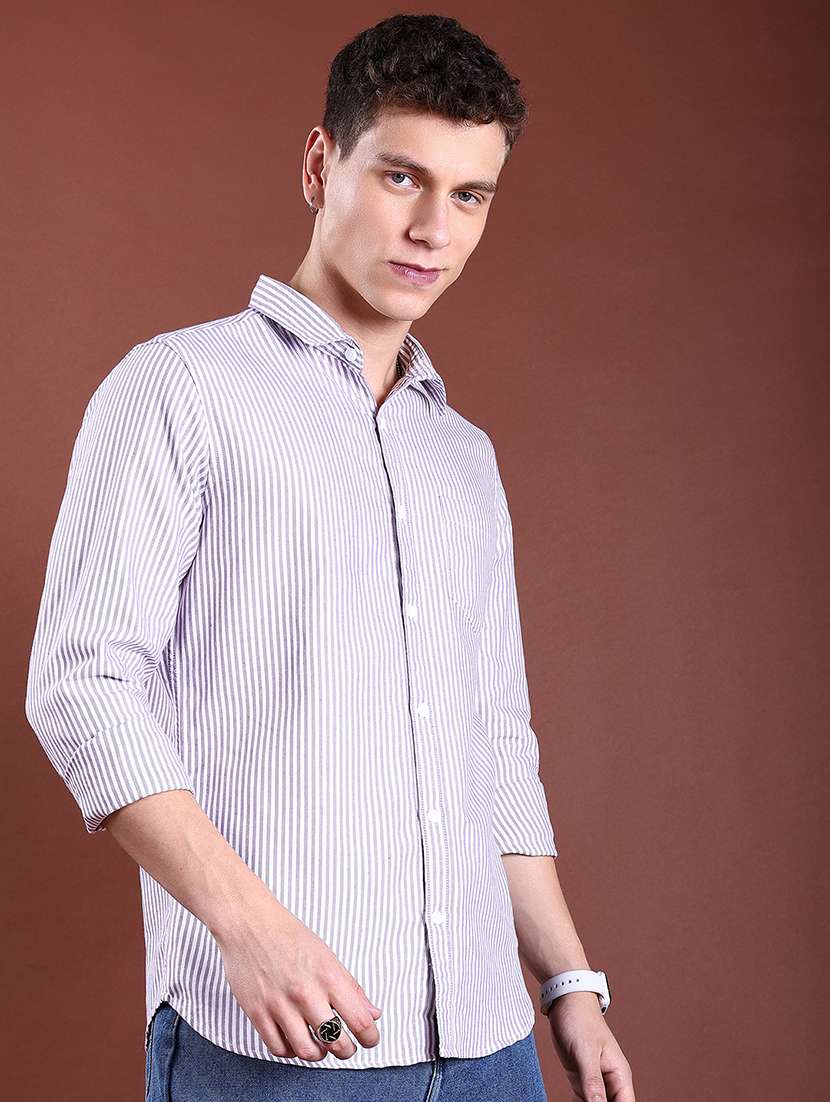 men striped long sleeve regular fit casual shirt - 22462639 -  Standard Image - 3