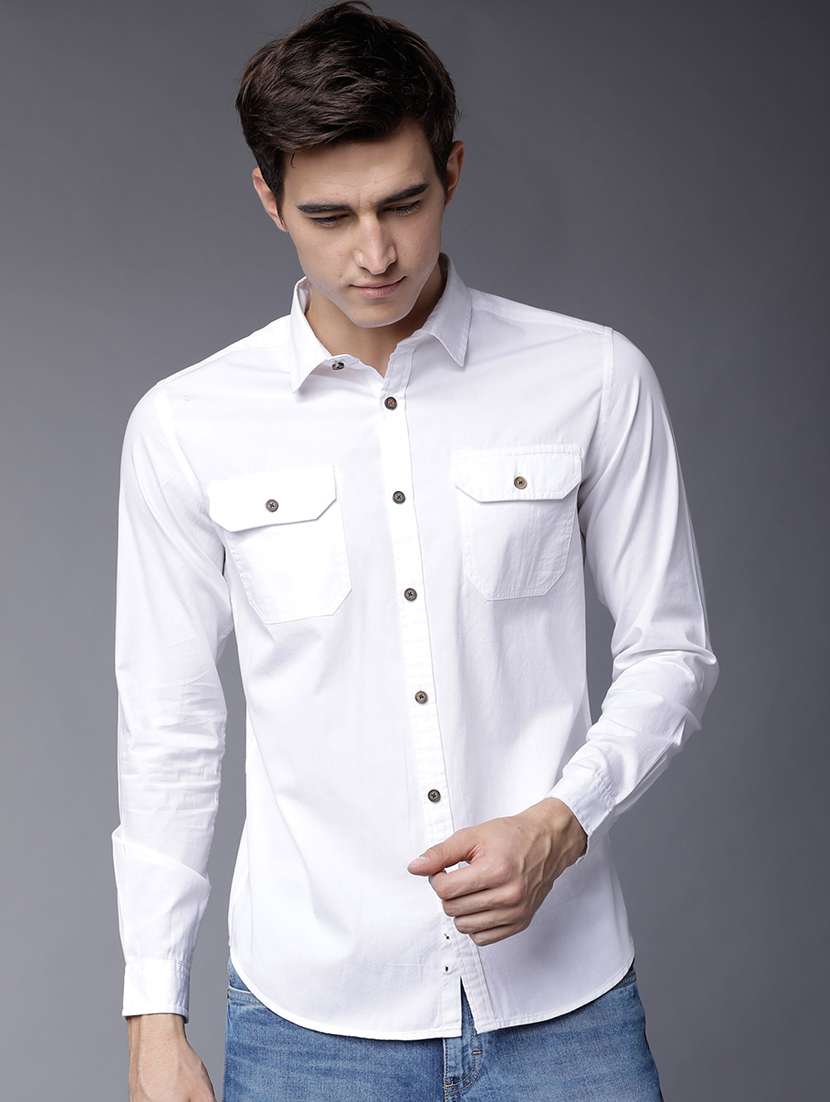 men solid long sleeve regular fit casual shirt