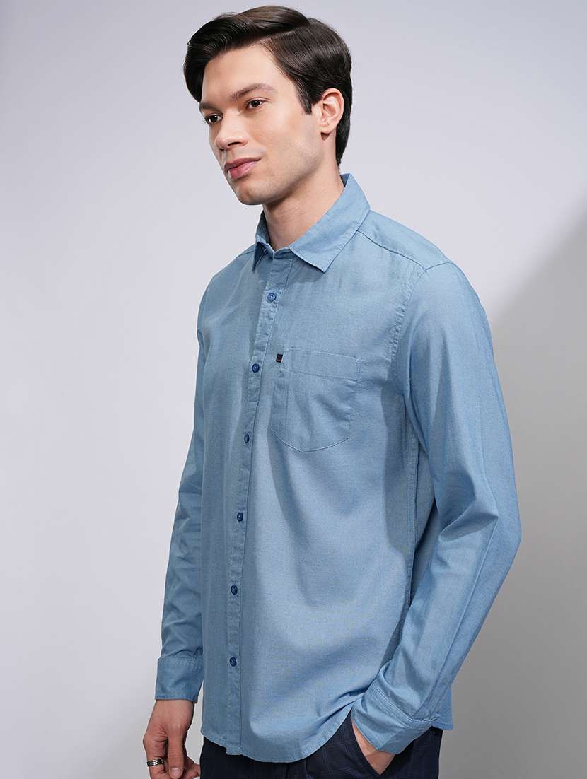 men solid long sleeve regular fit casual shirt - 22462651 -  Standard Image - 3