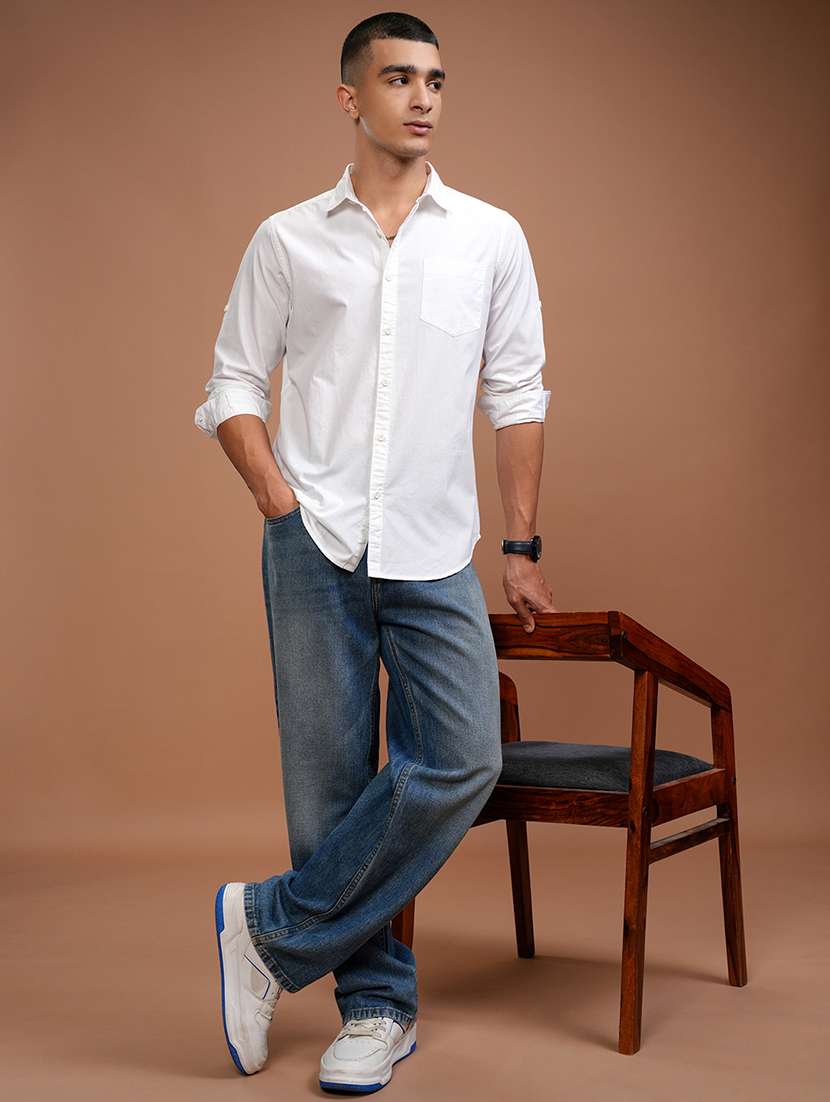 men solid long sleeve regular fit casual shirt - 22462653 -  Standard Image - 5