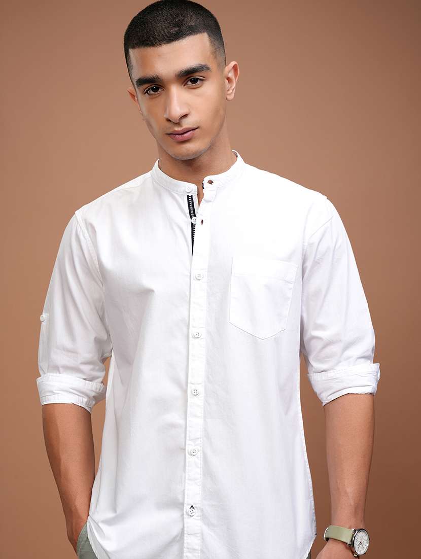 men solid long sleeve regular fit casual shirt