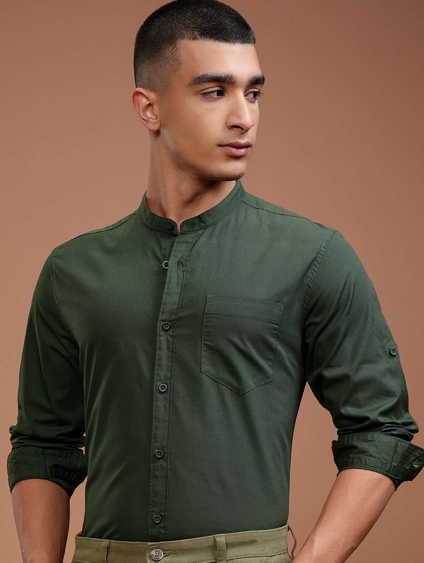 men solid long sleeve regular fit casual shirt