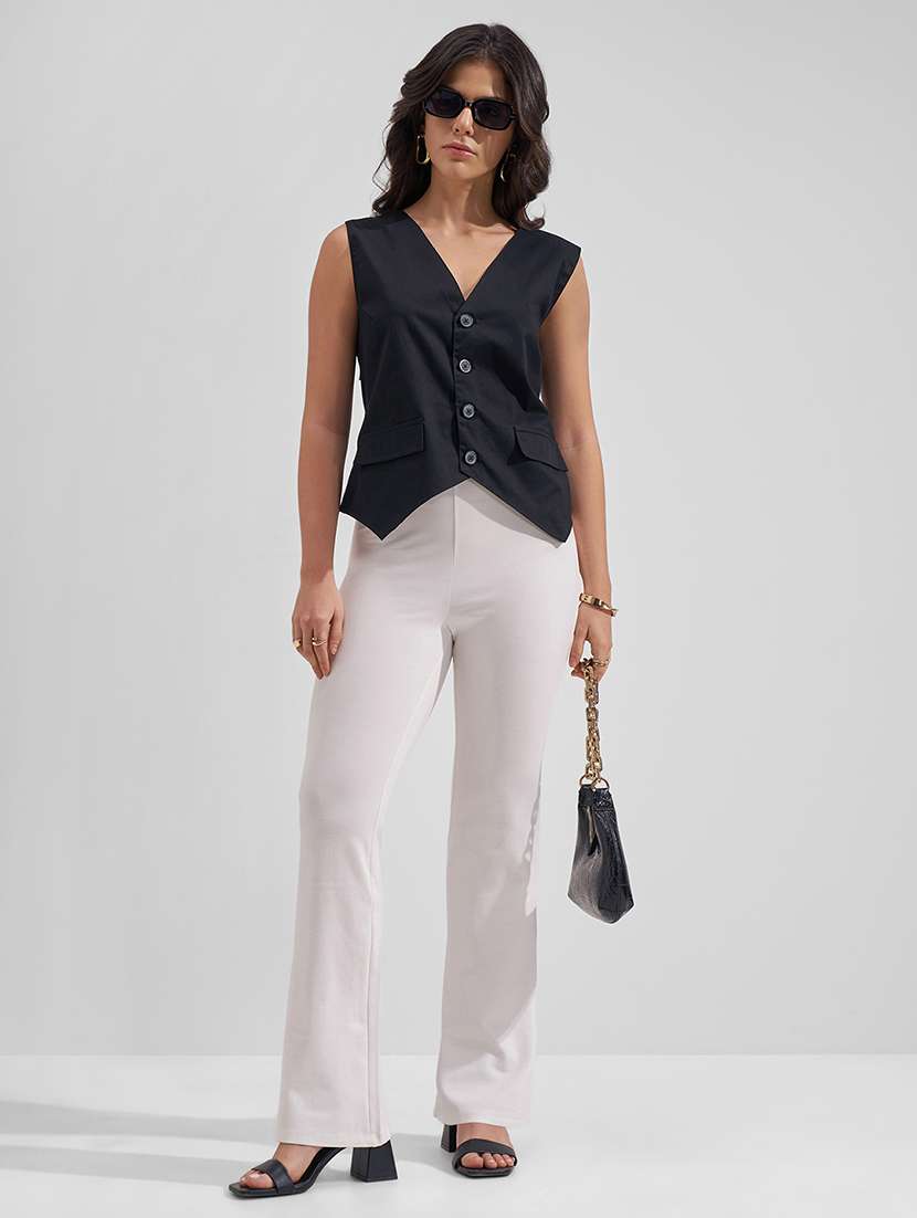 Women Solid Mid Rise Bootcut Trouser - 22462662 -  Standard Image - 5