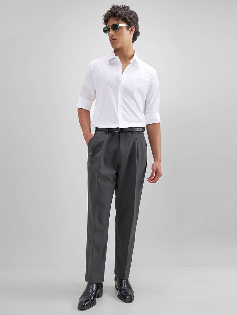 men solid mid rise pleated casual trouser - 22462668 -  Standard Image - 5