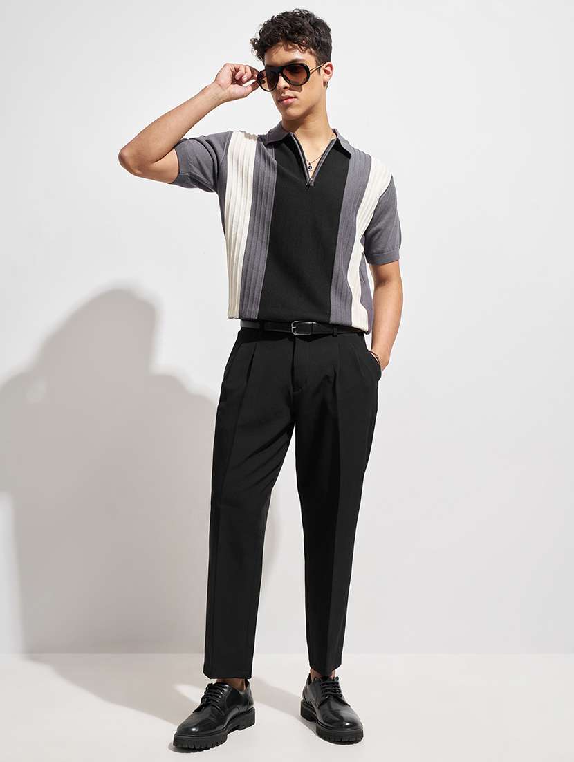 men solid mid rise pleated casual trouser - 22462669 -  Standard Image - 5