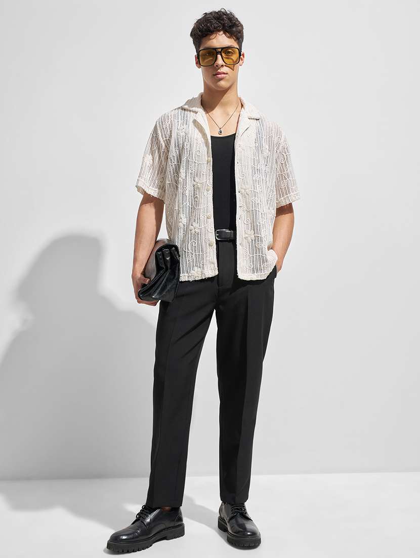 men solid mid rise flat front casual trouser - 22462671 -  Standard Image - 5