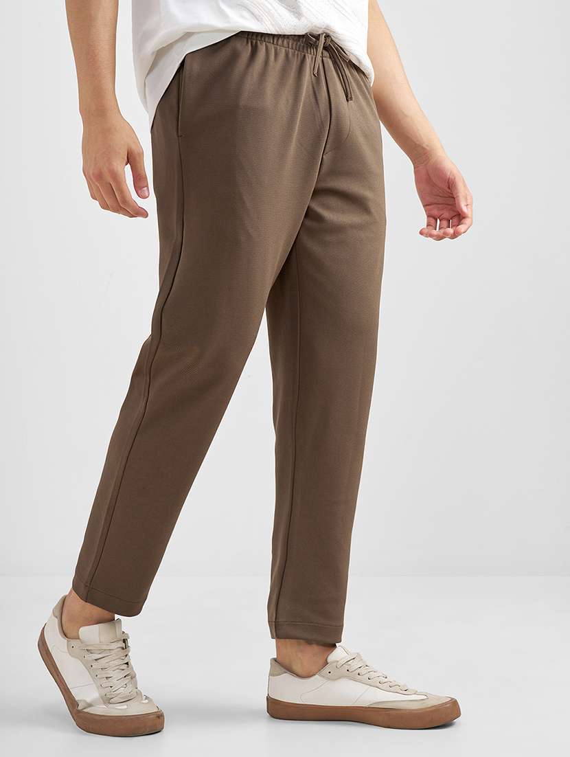 men solid mid rise flat front casual trouser - 22462672 -  Standard Image - 3