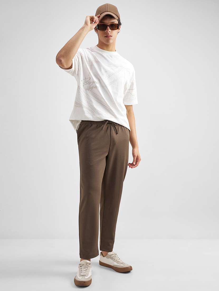 men solid mid rise flat front casual trouser - 22462672 -  Standard Image - 5