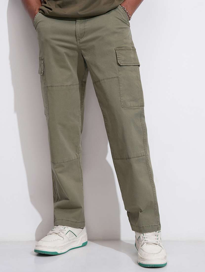 men cotton pleated casual trouser