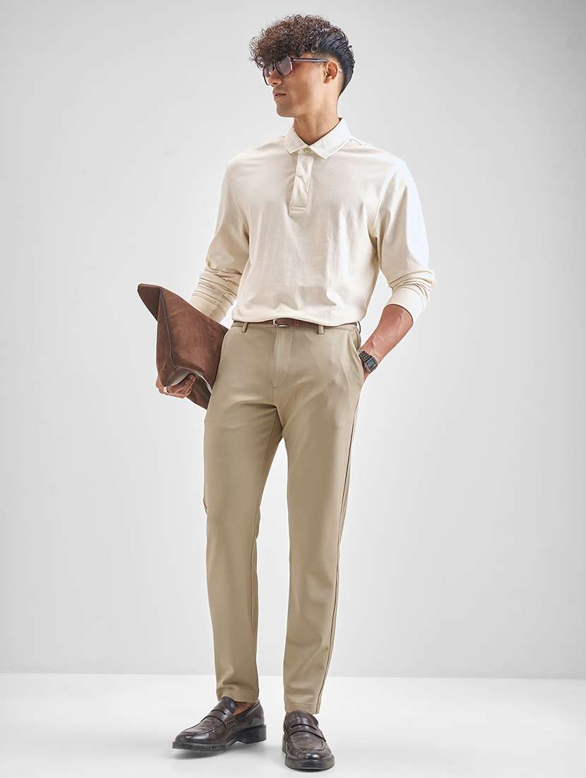 men trousers beige solids regular fit casual wear - 22462713 -  Standard Image - 5