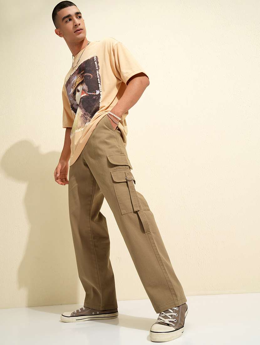 men green cotton cargo trousers casual wear - 22462722 -  Standard Image - 5